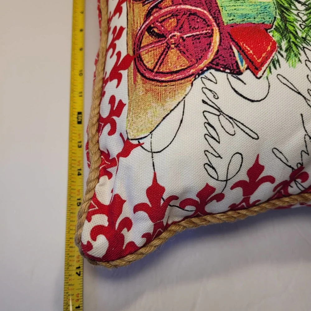 Christmas Tree Throw Pillow Cover Jute Trim‎ 17x17 Holiday Decor